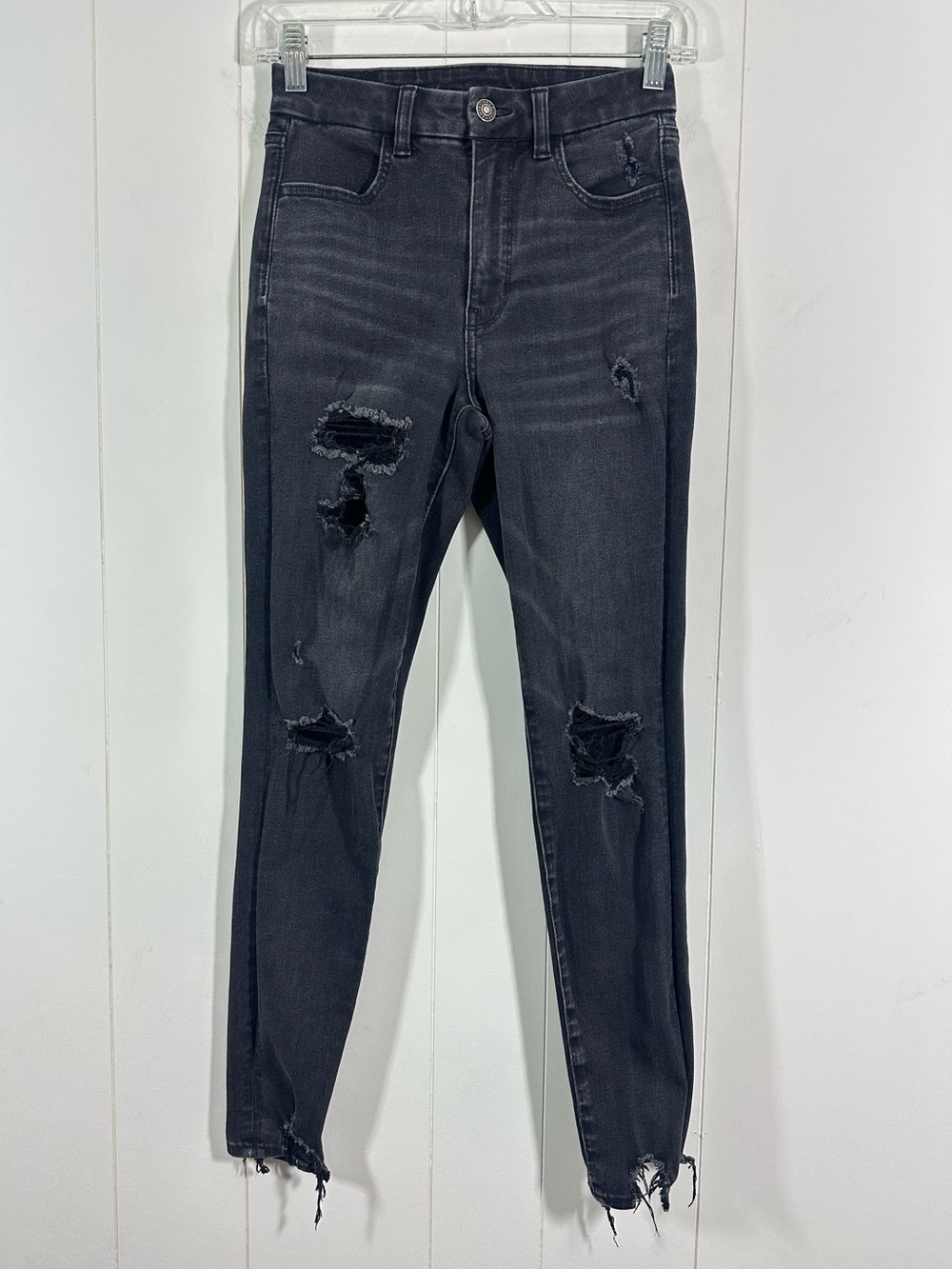 American Eagle Sz 2 Curvy Super High Rise Jegging The Dream Jean Black Stretch